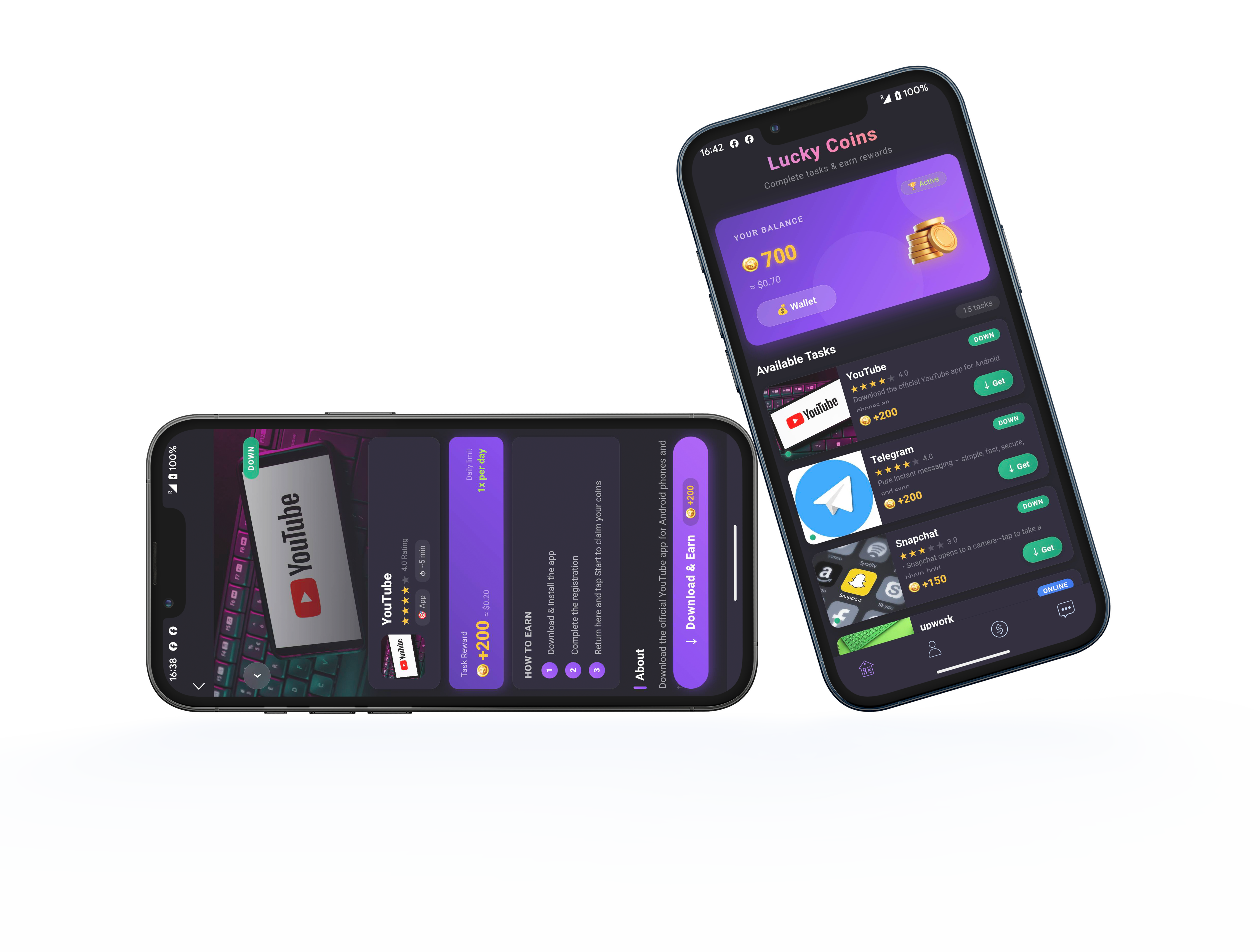 Lucky Coins Dashboard showing real rewards and earnings